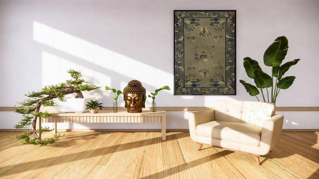 Antique Chinese Nichols Rug Tapestry Wall Hanging